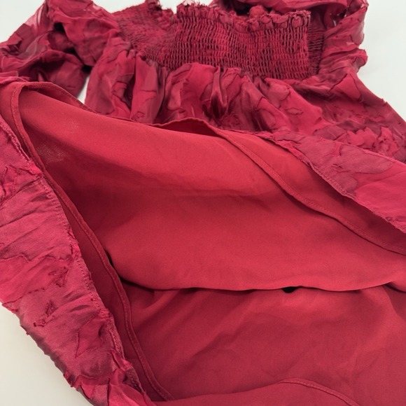 Romantic Boho Off Shoulder Top XS Whimsigoth Fairy Peasant Sheer Silk Burnout - Picture 3 of 8